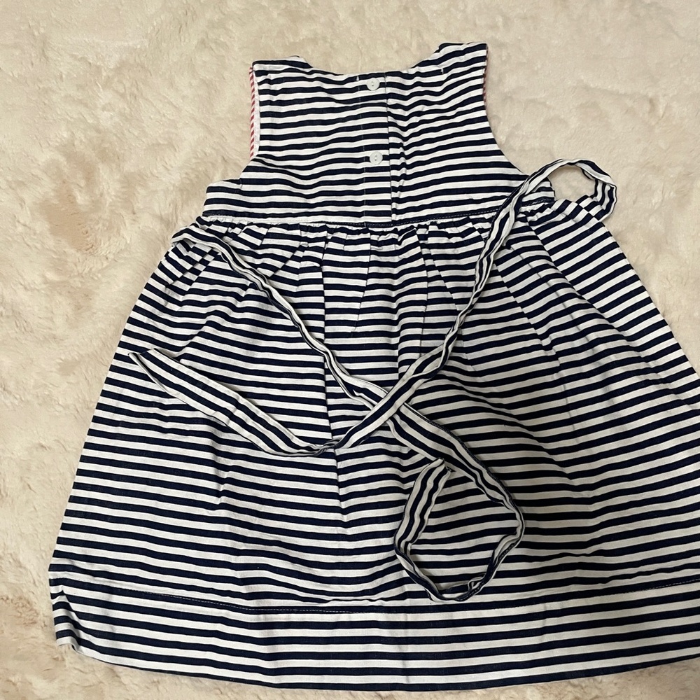 Sweet Dreams Navy and White Striped Bib dress sz 5 100%cotton - Picture 3 of 4